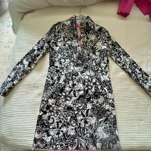Lilly Pulitzer Black & White Floral Button-Up Tunic